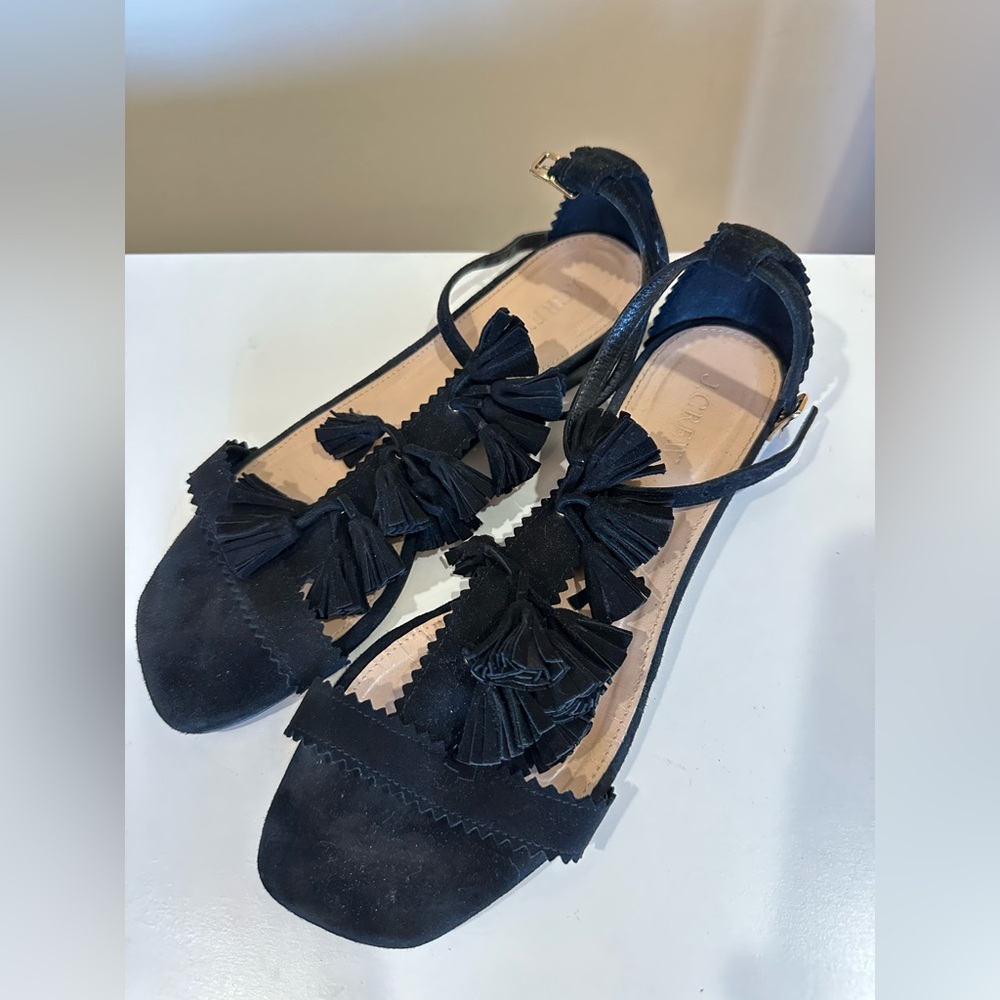 J. CREW Suede Tassel Sandals Flats Shoes in Black, Women’s 8.5 - Picture 2 of 8